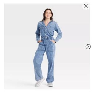 Women's Long Sleeve Utility Baggy Denim Jumpsuit - Size 4 & size 8
